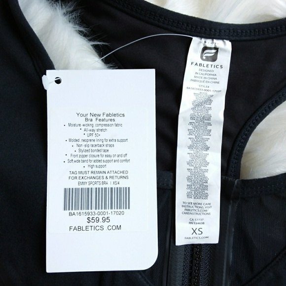 Fabletics Black Emmy Sport Bra UPF 50 XS - Picture 4 of 4